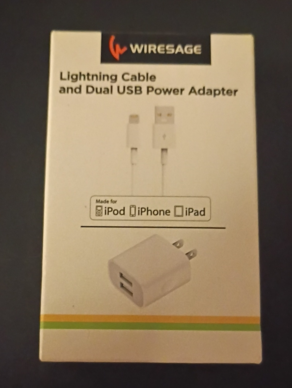 White Lightning Cable with Dual USB Wall Adapter